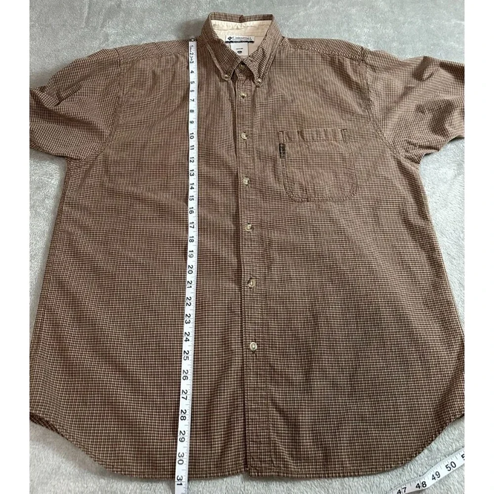 VTG Columbia Long Sleeve Button Down Shirt Men's XL Brown Plaid 100% Cotton